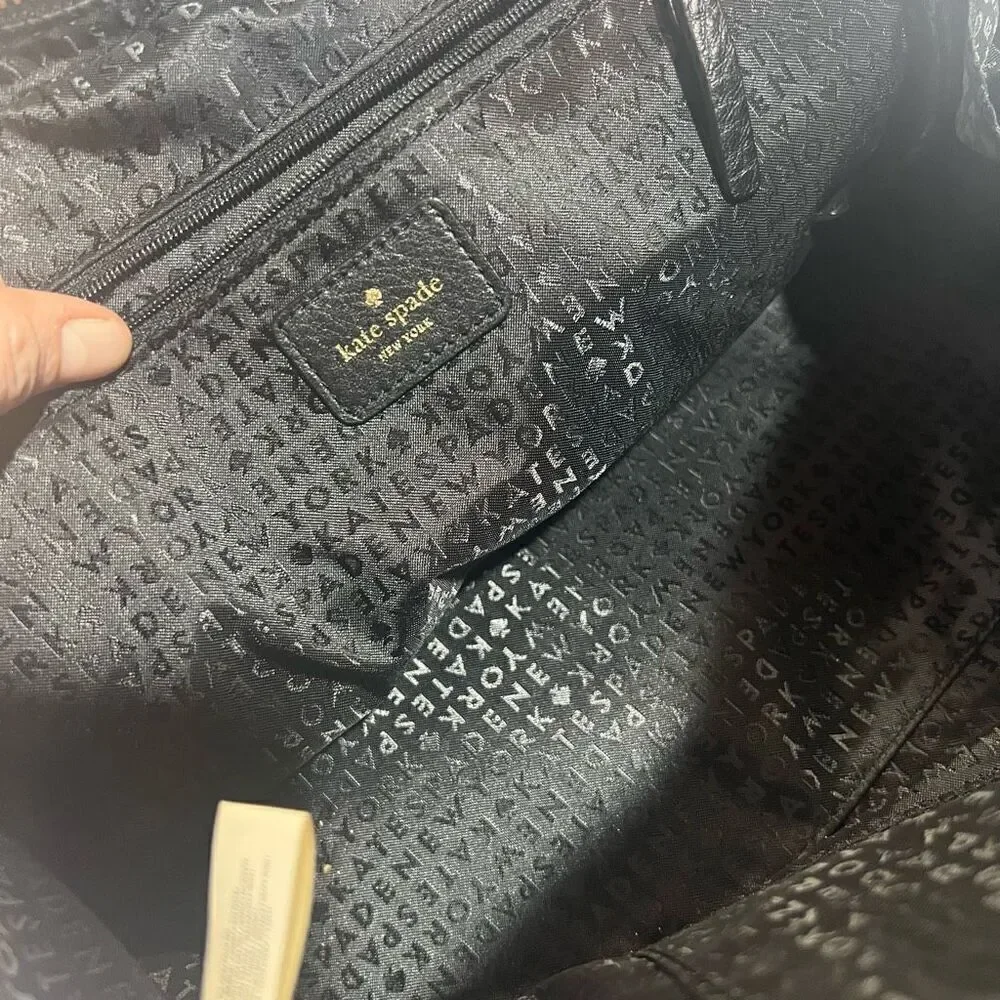 Kate Spade Grey Street Dominique Black Leather Satchel Purse Gold Hardware Tasse